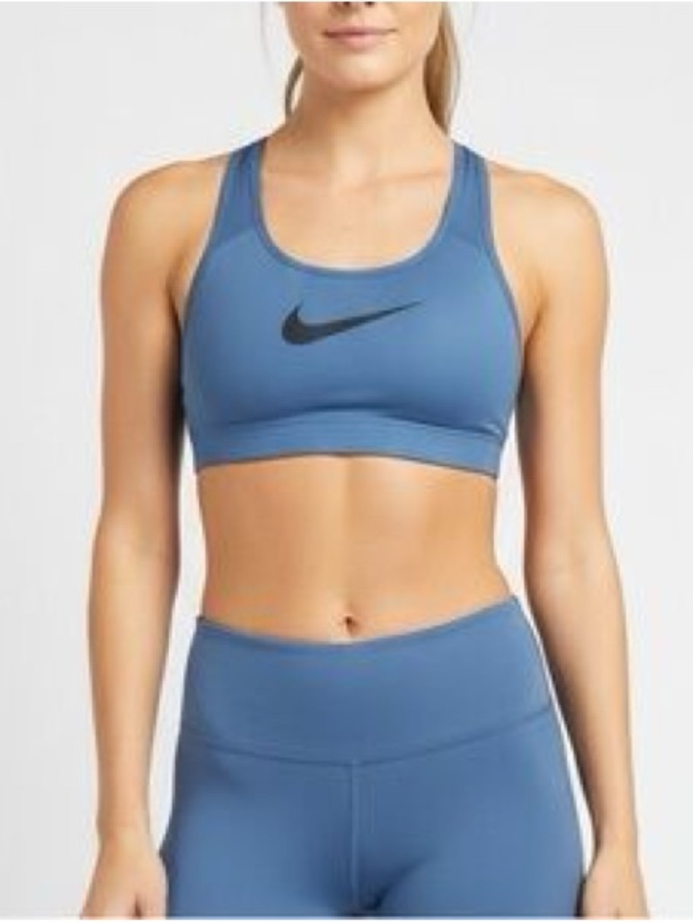 Nike Blue Racerback Sports Bra with Black Swoosh Logo